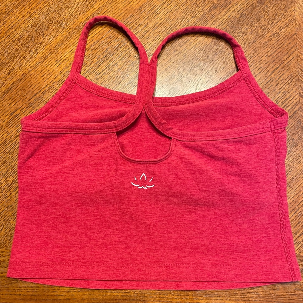 Spacedye Slim Racerback Cropped Tank. Color is Candy Apple Red, Size SMALL.